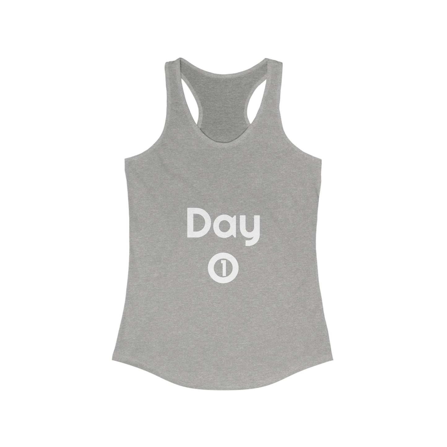 Women's Ideal Racerback Tank - Day 1 - White Letters