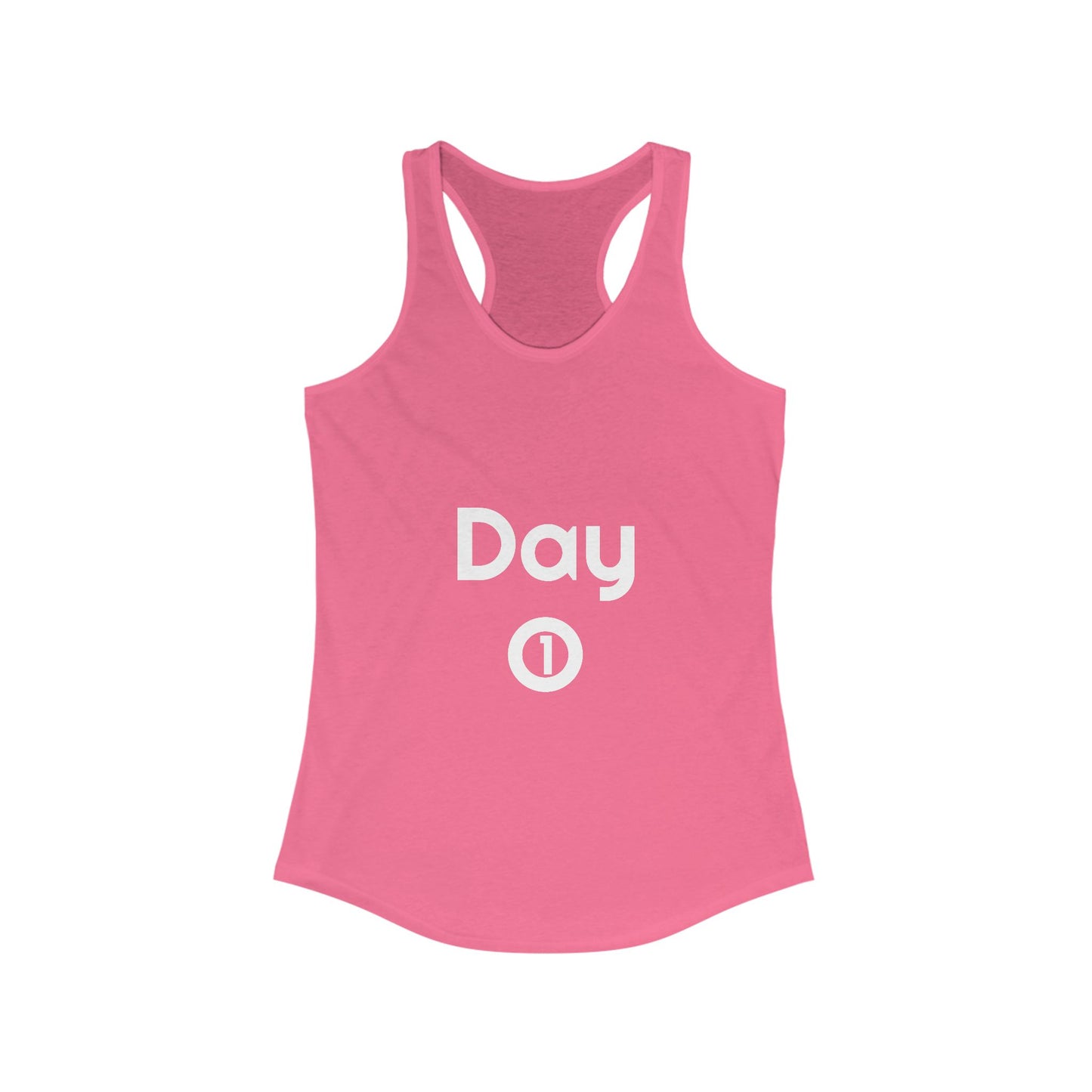 Women's Ideal Racerback Tank - Day 1 - White Letters