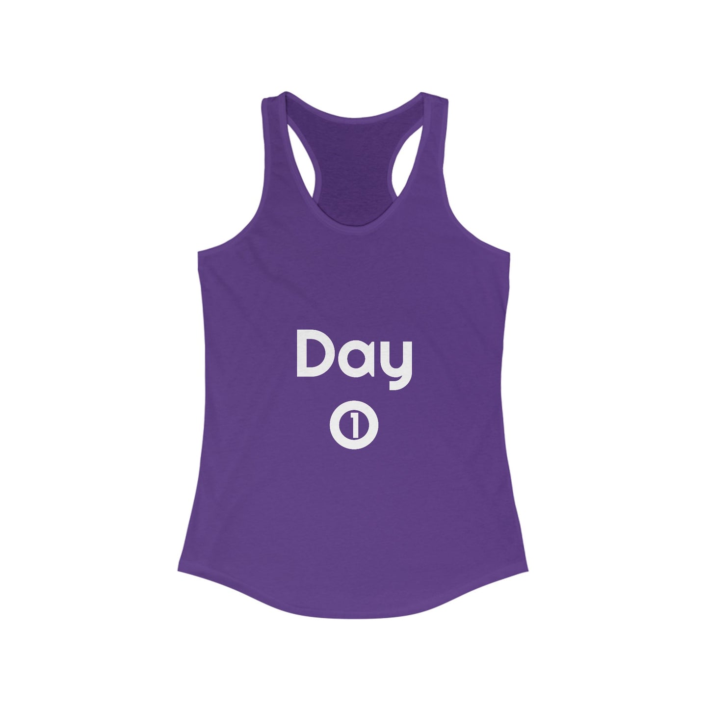 Women's Ideal Racerback Tank - Day 1 - White Letters