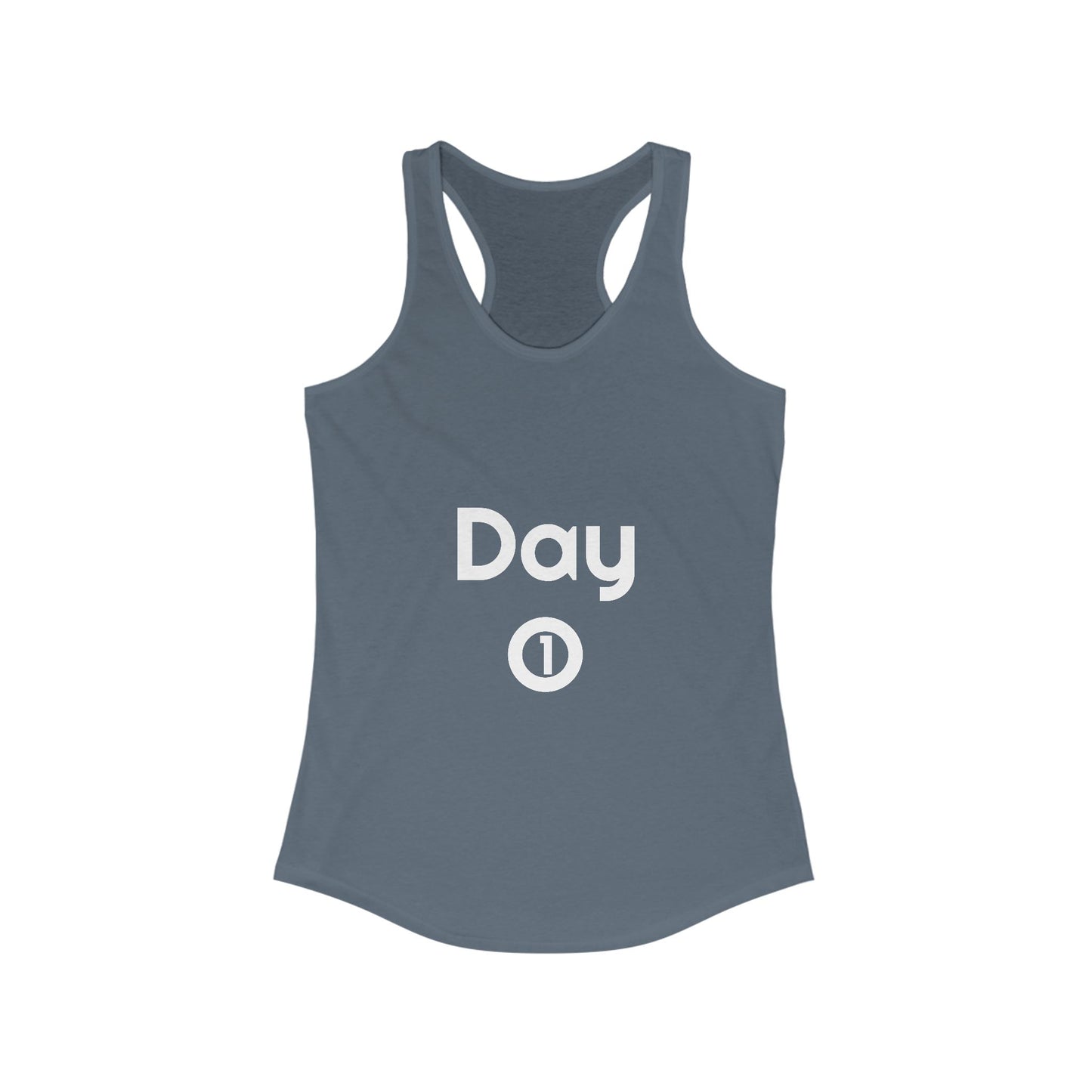 Women's Ideal Racerback Tank - Day 1 - White Letters