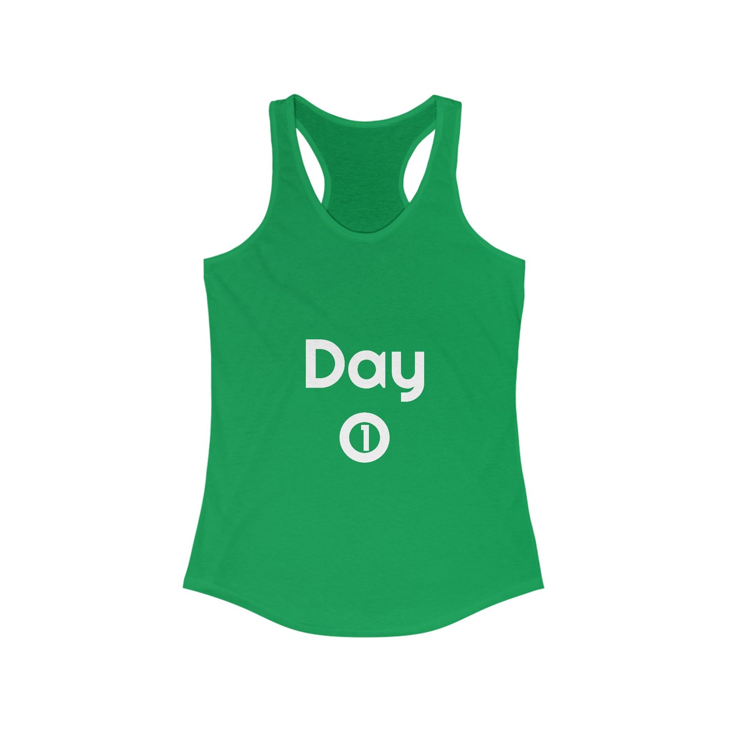 Women's Ideal Racerback Tank - Day 1 - White Letters