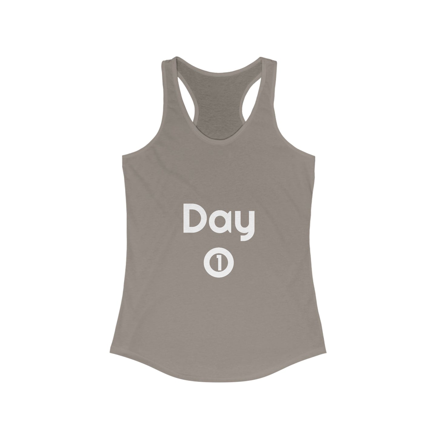 Women's Ideal Racerback Tank - Day 1 - White Letters