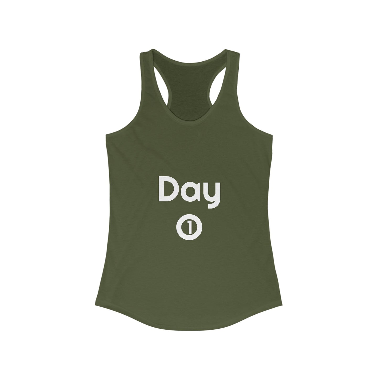 Women's Ideal Racerback Tank - Day 1 - White Letters