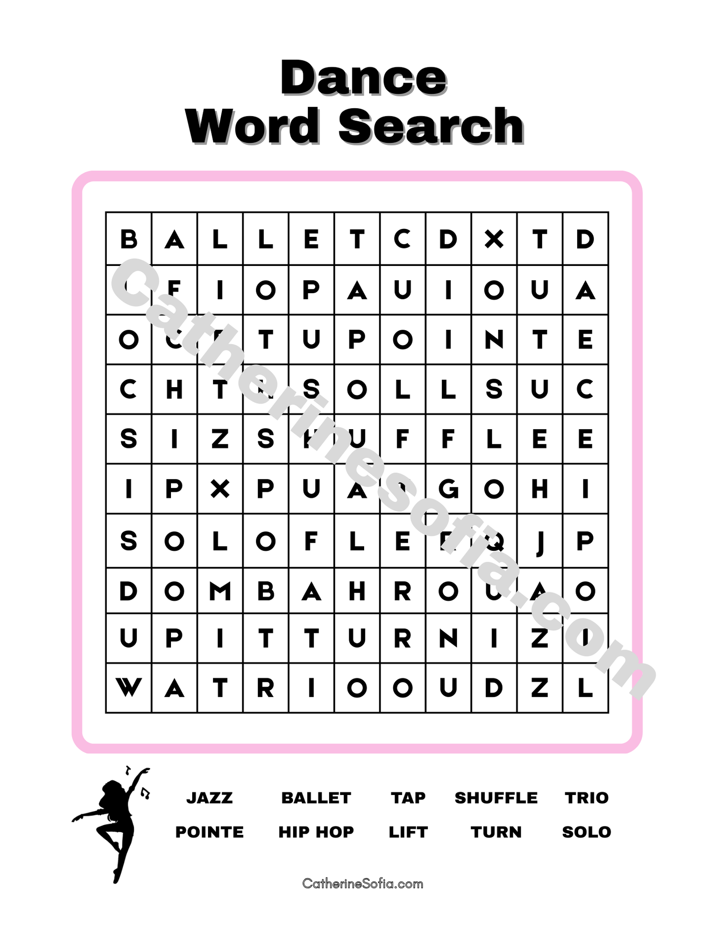 Dance Activity Pages (Word Search