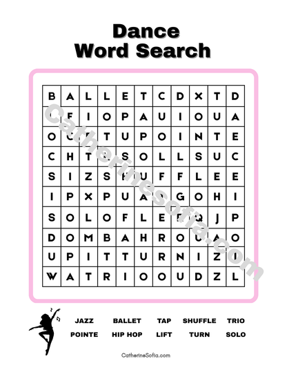 Dance Activity Pages (Word Search