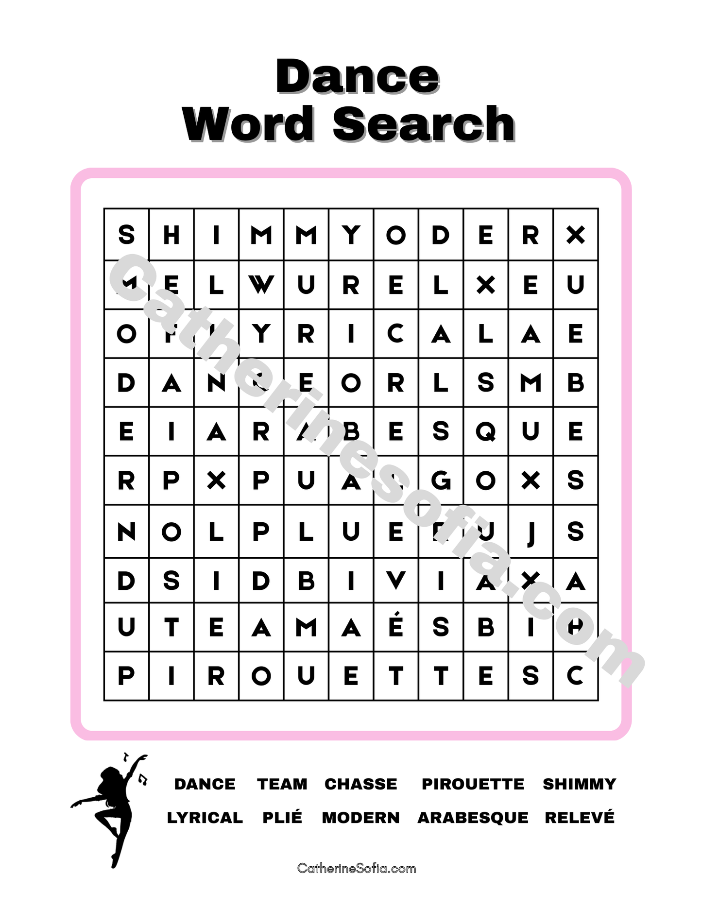 Dance Activity Pages (Word Search