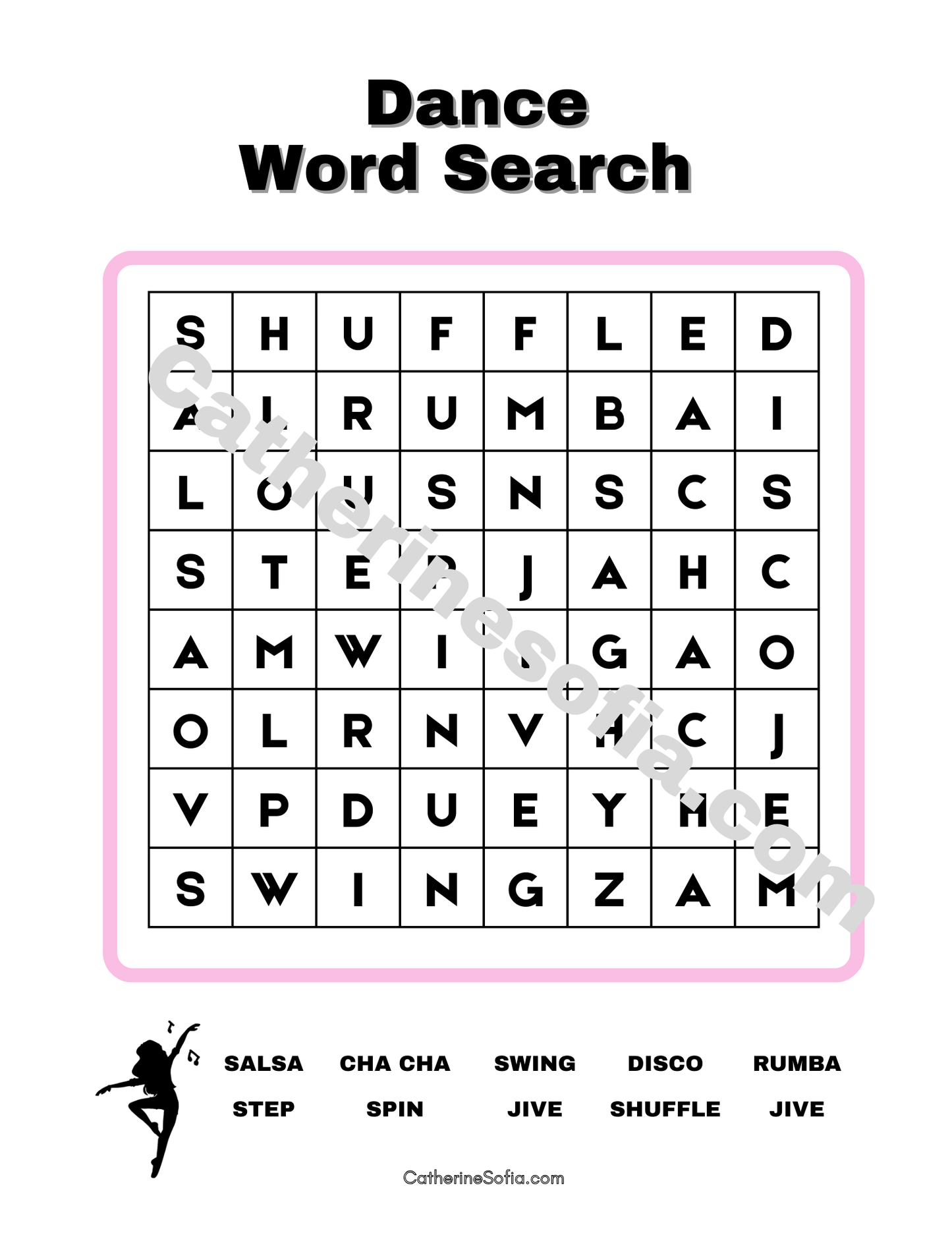 Dance Activity Pages (Word Search