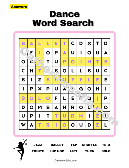 Dance Activity Pages (Word Search