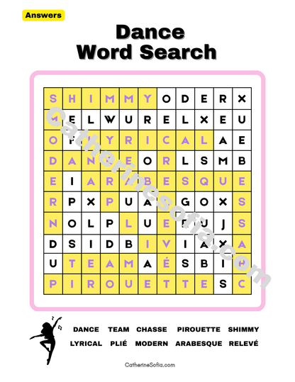 Dance Activity Pages (Word Search