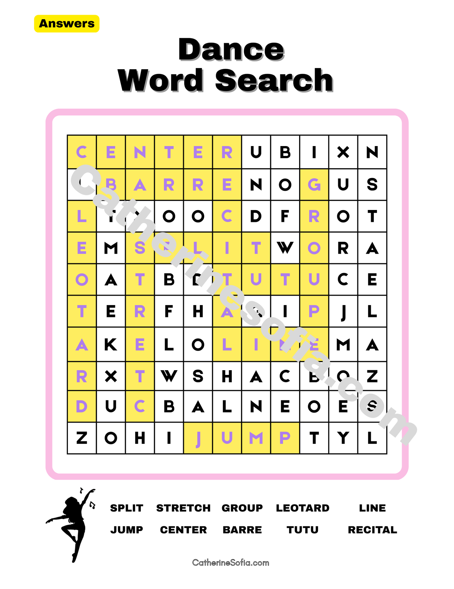 Dance Activity Pages (Word Search