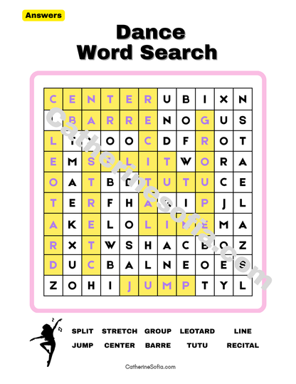 Dance Activity Pages (Word Search