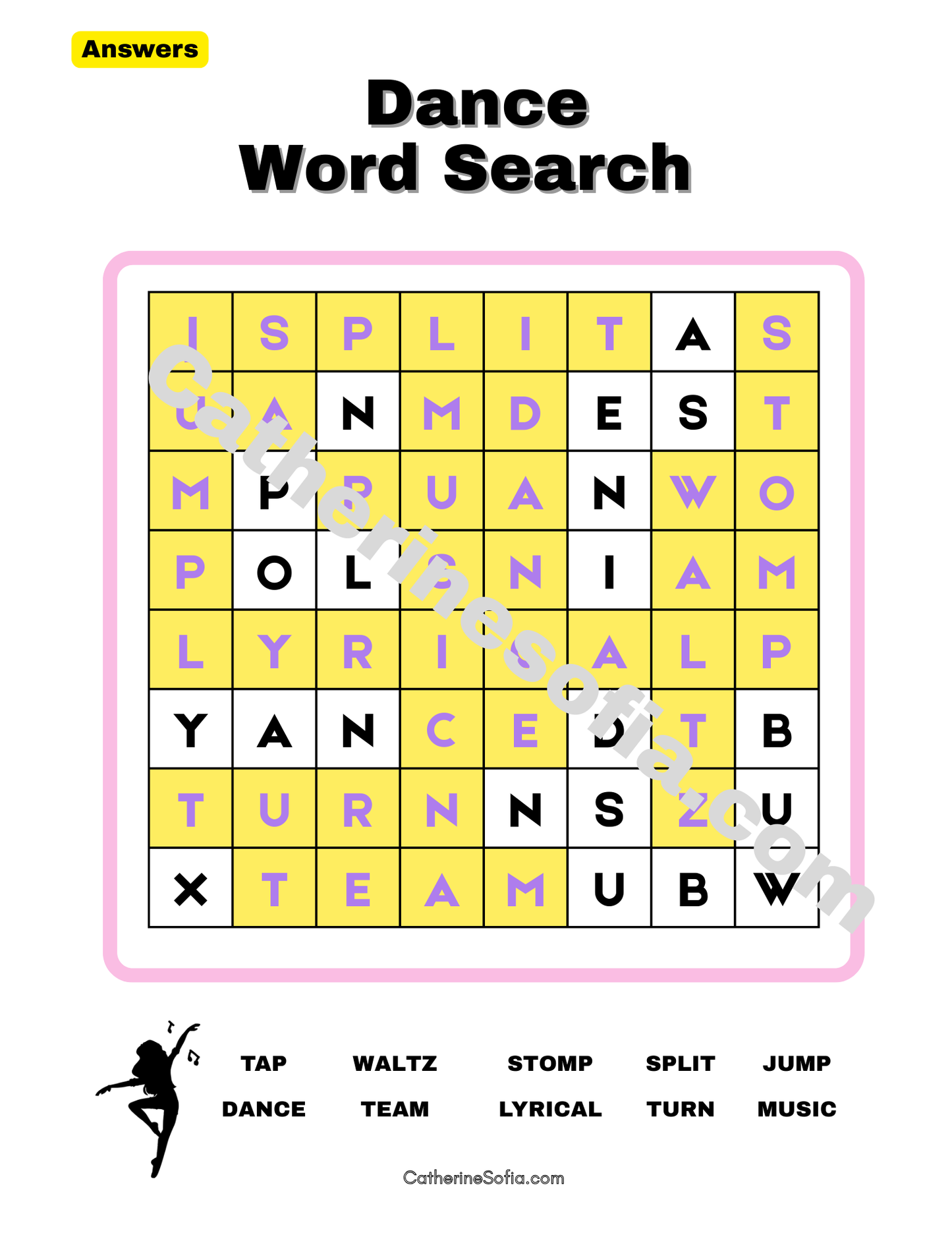 Dance Activity Pages (Word Search