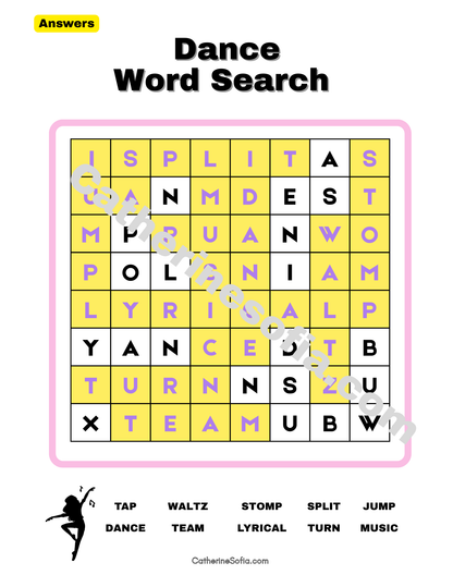 Dance Activity Pages (Word Search