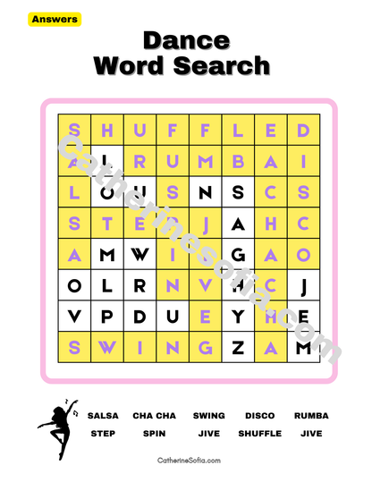 Dance Activity Pages (Word Search