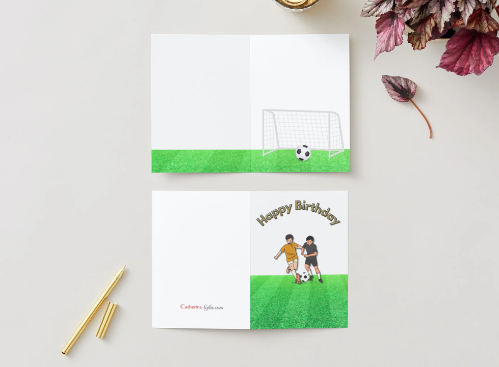 Happy Birthday Greeting Card for Soccer Player or Coach (Various Versions)