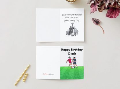 Happy Birthday Greeting Card for Soccer Player or Coach (Various Versions)