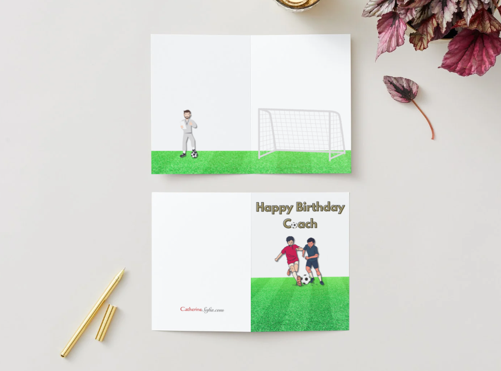 Happy Birthday Greeting Card for Soccer Player or Coach (Various Versions)