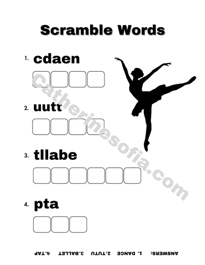 Dance Activity Pages (Word Search