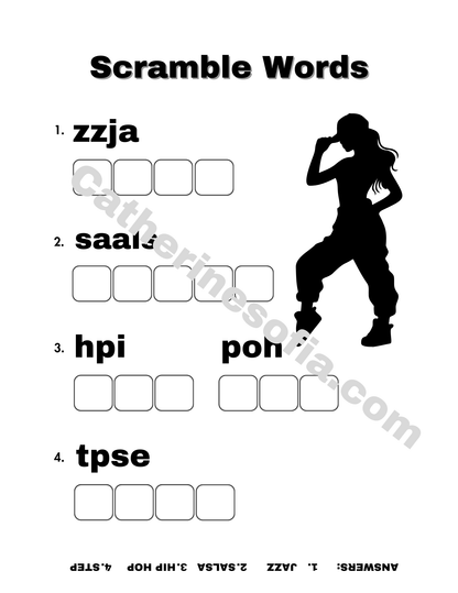 Dance Activity Pages (Word Search