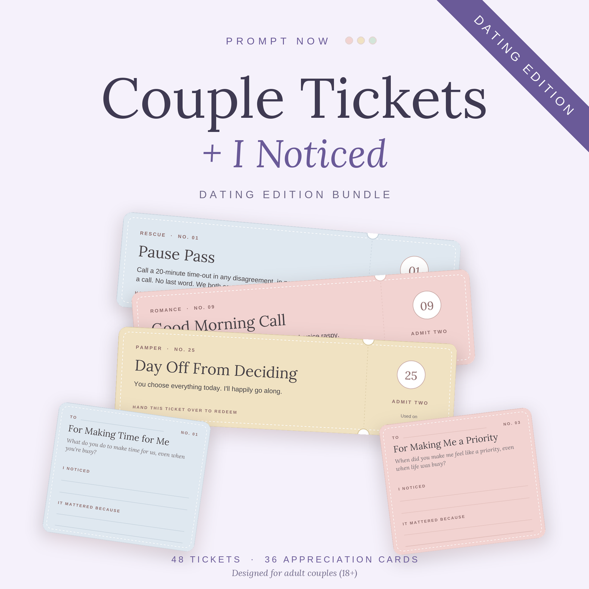 Couple Tickets + I Noticed Bundle: Dating Edition
