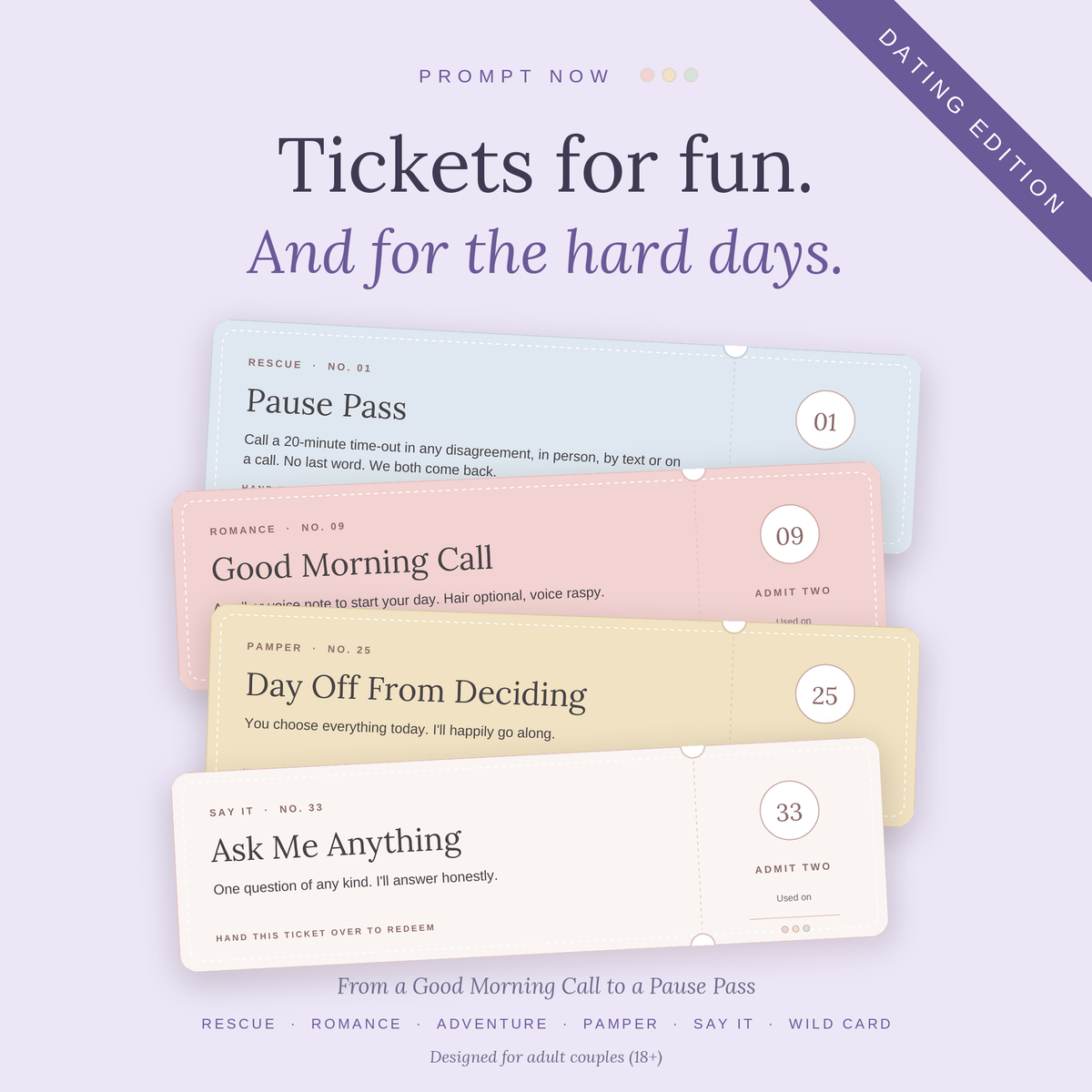 Couple Tickets + I Noticed Bundle: Dating Edition