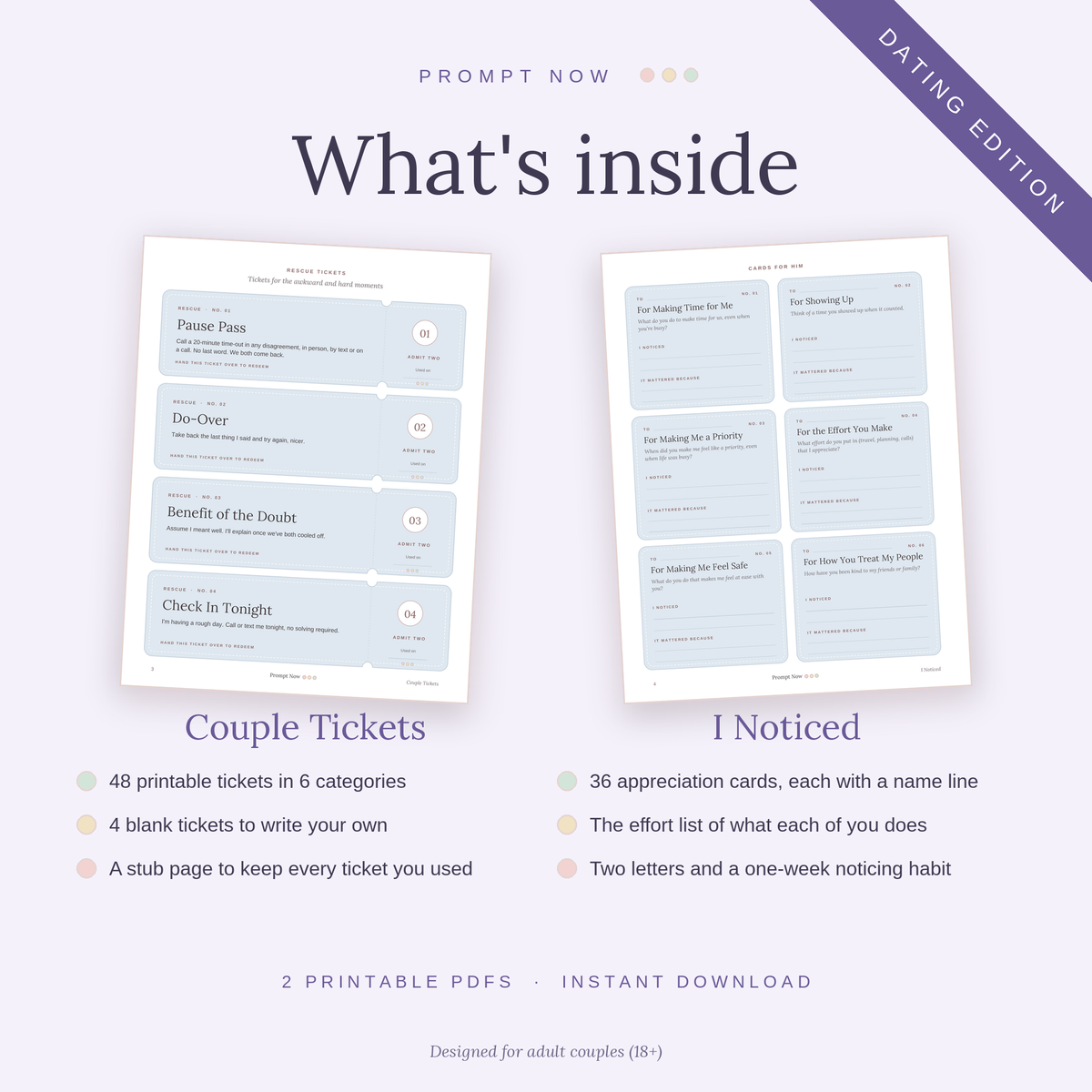 Couple Tickets + I Noticed Bundle: Dating Edition