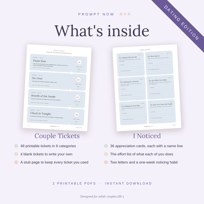 Couple Tickets + I Noticed Bundle: Dating Edition