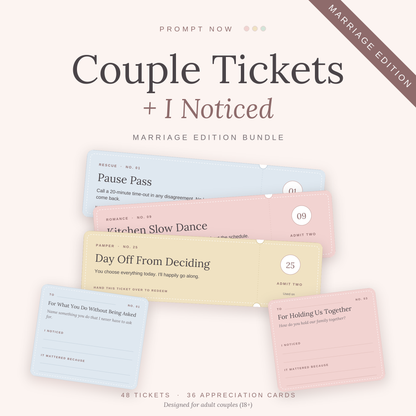 Couple Tickets + I Noticed Bundle: Marriage Edition