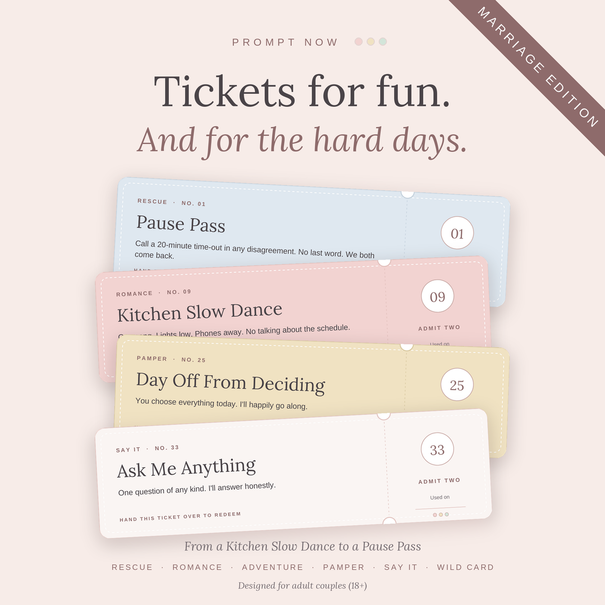 Couple Tickets + I Noticed Bundle: Marriage Edition