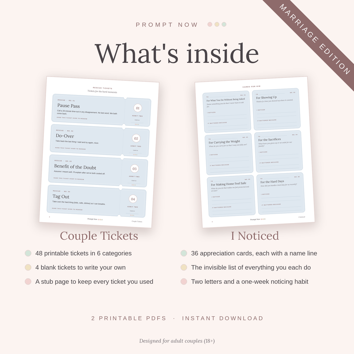 Couple Tickets + I Noticed Bundle: Marriage Edition