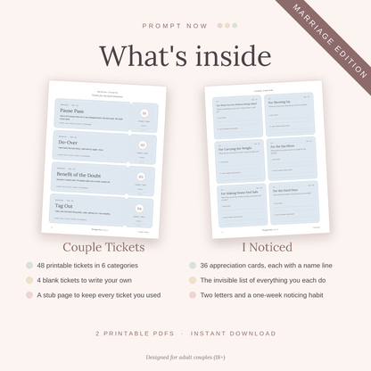 Couple Tickets + I Noticed Bundle: Marriage Edition