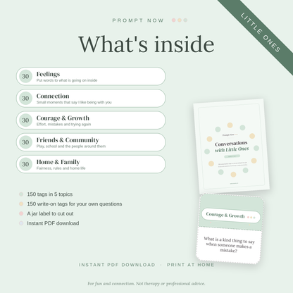 Prompt Now: Conversations with Little Ones (Ages 4–7) | Printable Conversation Tags