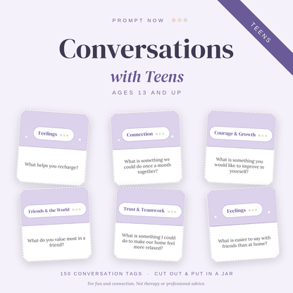 Prompt Now: Conversations with Teens (Ages 13+) | Printable Conversation Tags