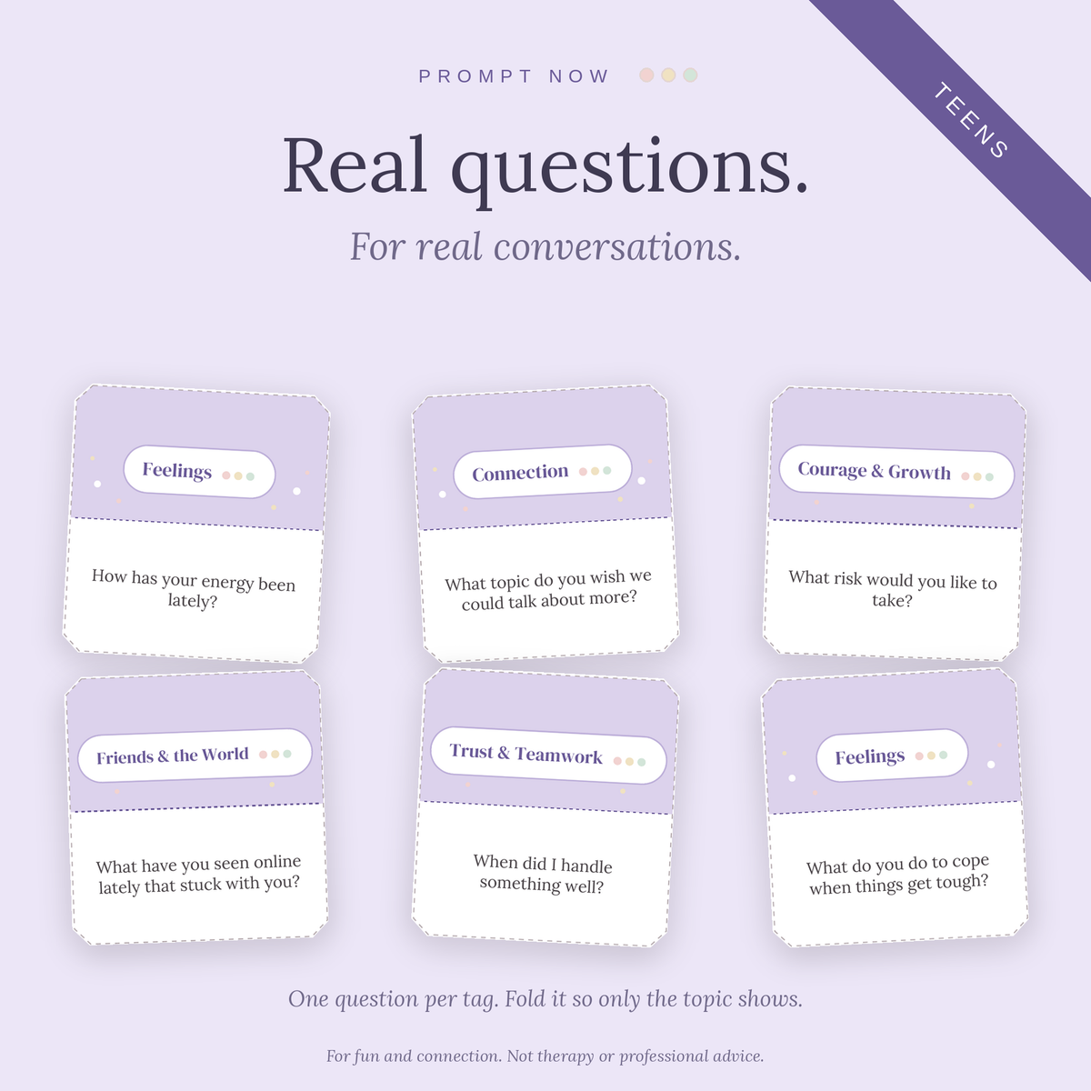 Prompt Now: Conversations with Teens (Ages 13+) | Printable Conversation Tags
