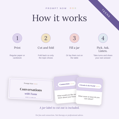 Prompt Now: Conversations with Teens (Ages 13+) | Printable Conversation Tags