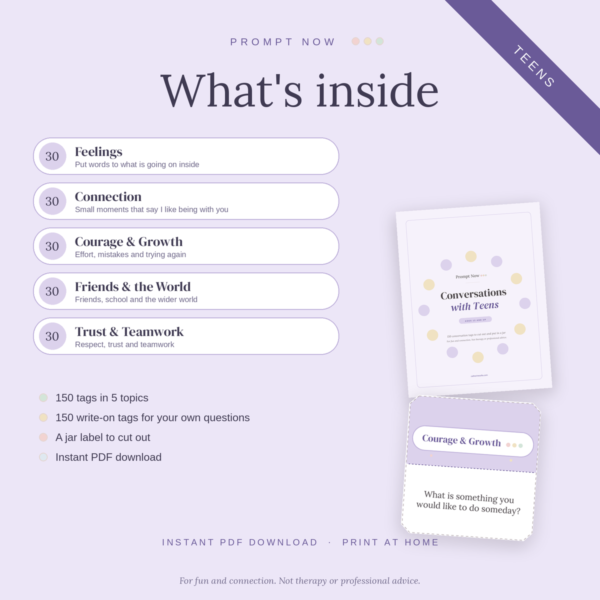 Prompt Now: Conversations with Teens (Ages 13+) | Printable Conversation Tags